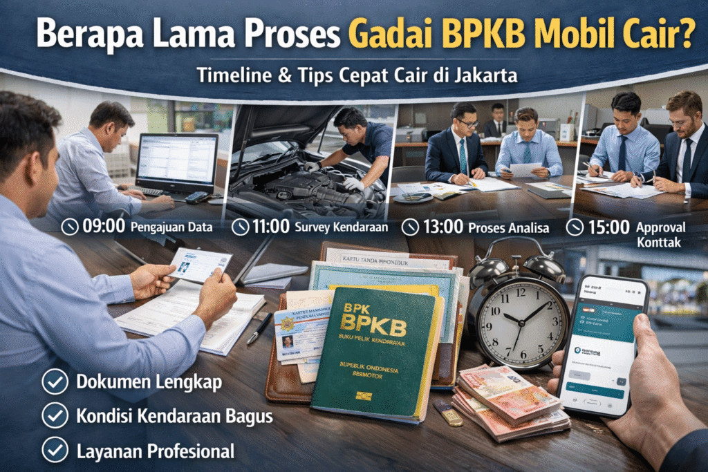 proses gadai bpkb mobil cair cepat di jakarta mulai dari pengajuan data survey kendaraan analisa kredit hingga dana cair di hari yang sama