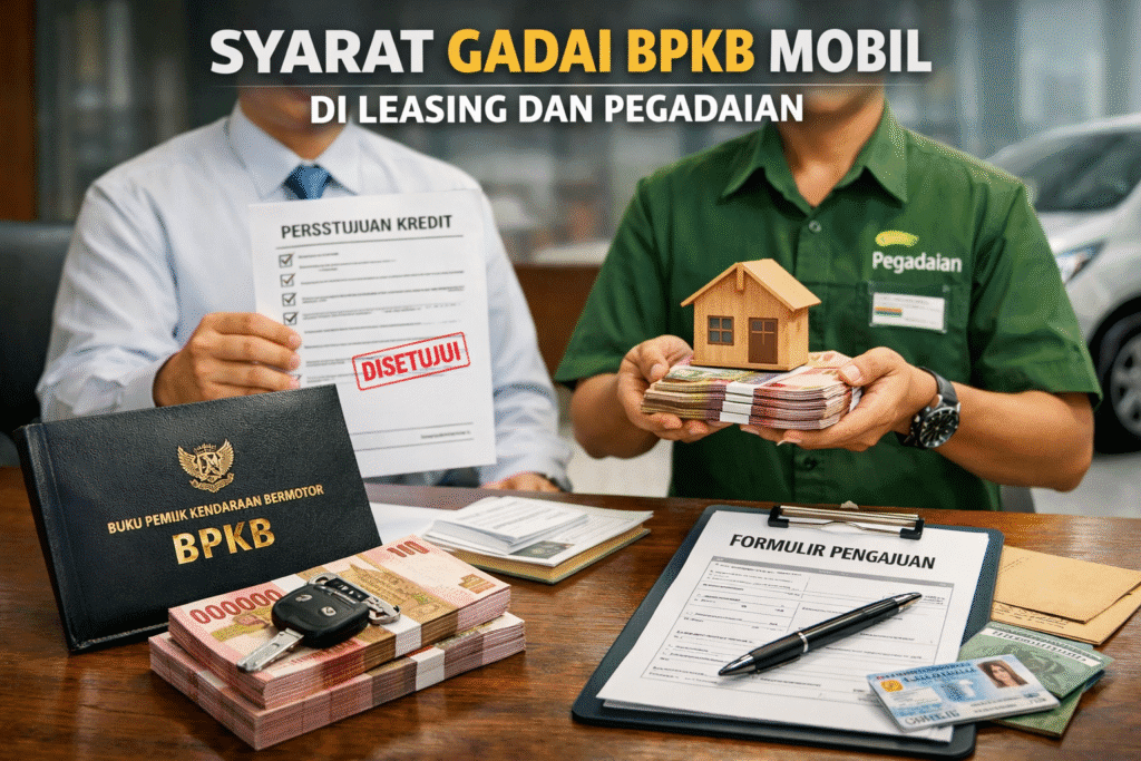 Infografis syarat gadai bpkb mobil di leasing dan pegadaian lengkap dengan daftar dokumen identitas